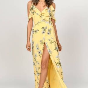 Enchant Me Yellow Floral Wrap Maxi Dress